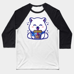 Cute polar bear drinking boba milk tea cartoon Baseball T-Shirt